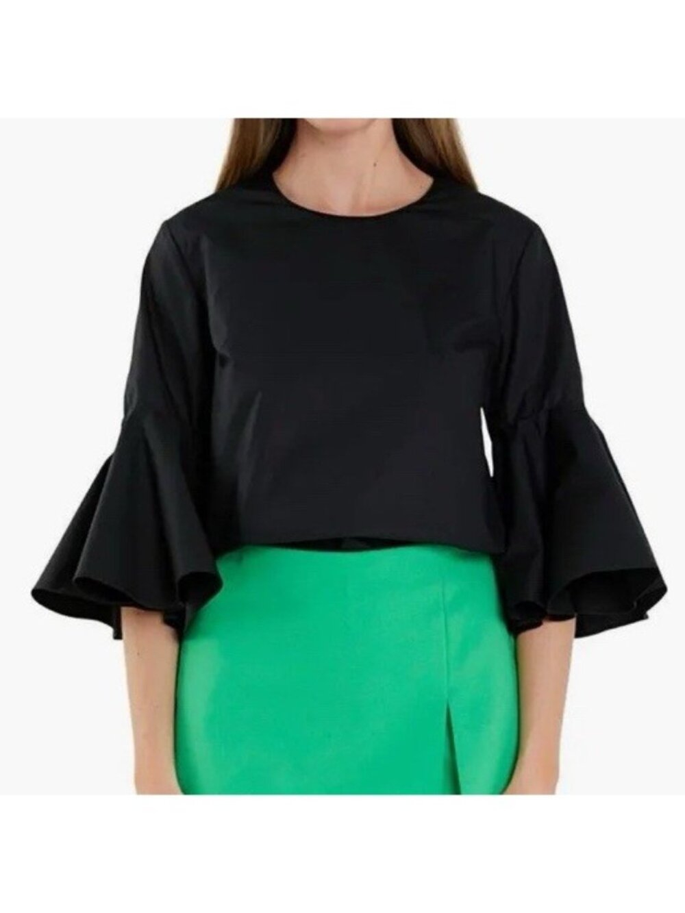 English Factory Women’s Bell 3/4 Sleeve Knit Top Size L Black Casual Party